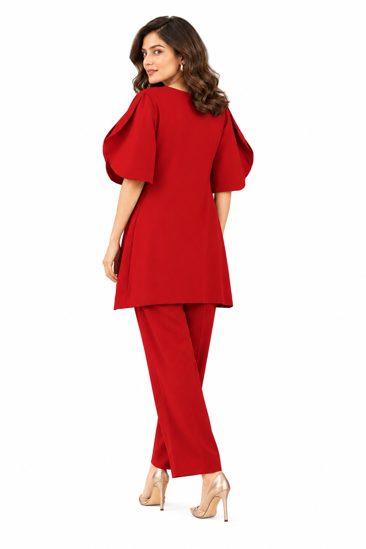 Maroon Flow Pleated Tunic