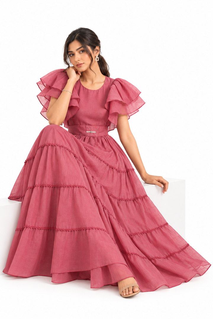 Rosewood Whisper Tiered Maxi Dress