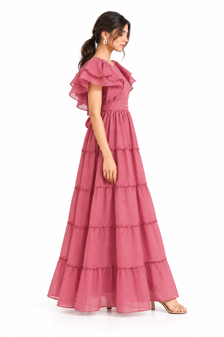 Rosewood Whisper Tiered Maxi Dress