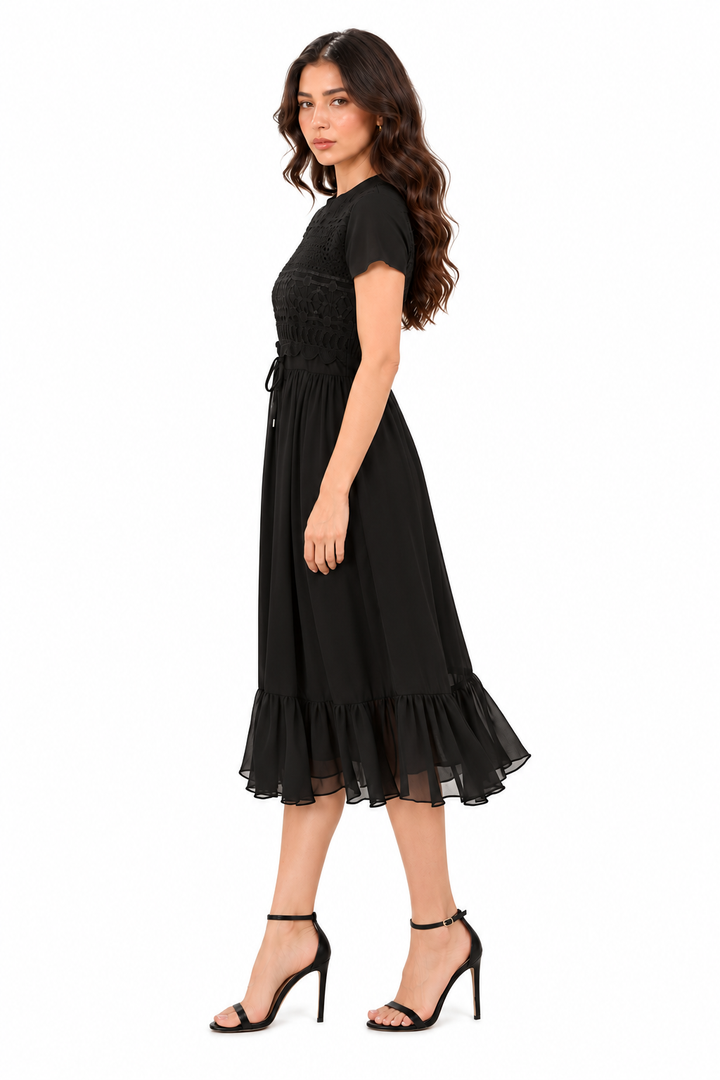 Midnight Reverie Embroidered Midi Dress