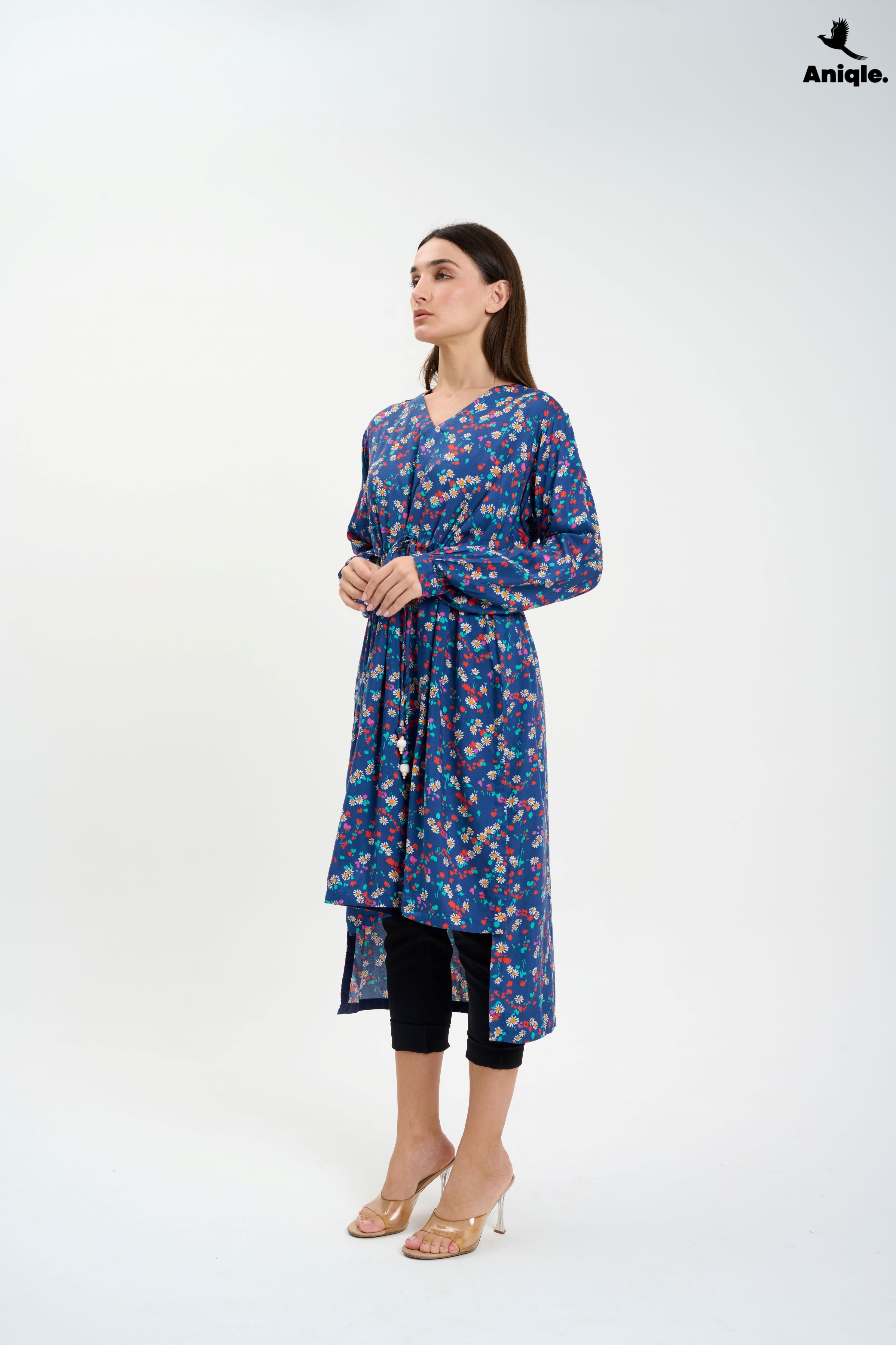 ANQ-10001 Floral high-low Tunic Shirt