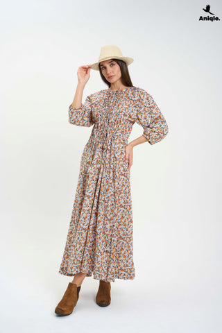 ANQ-10003 Boho-style floral Maxi Dress