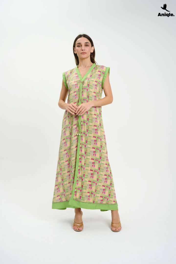 Green sleeveless Casual Maxi Dress