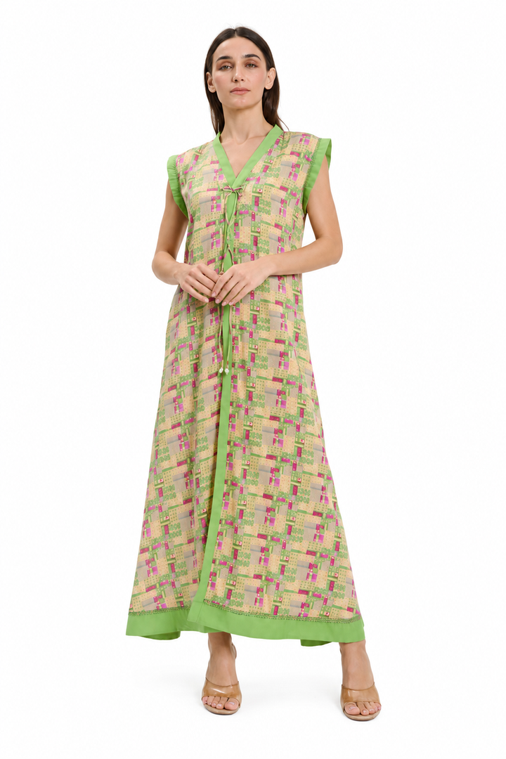 Green sleeveless Casual Maxi Dress