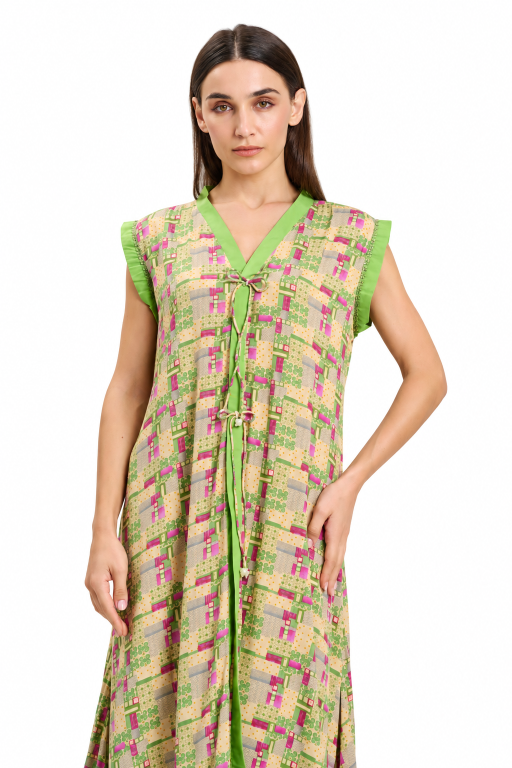 Green sleeveless Casual Maxi Dress