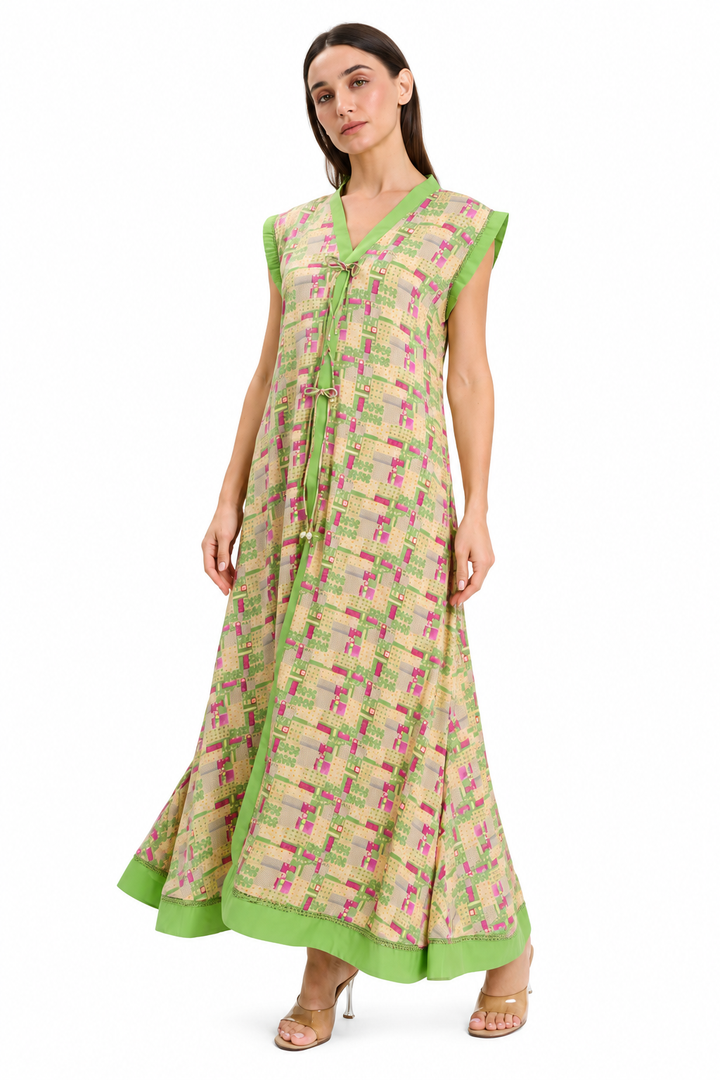 Green sleeveless Casual Maxi Dress
