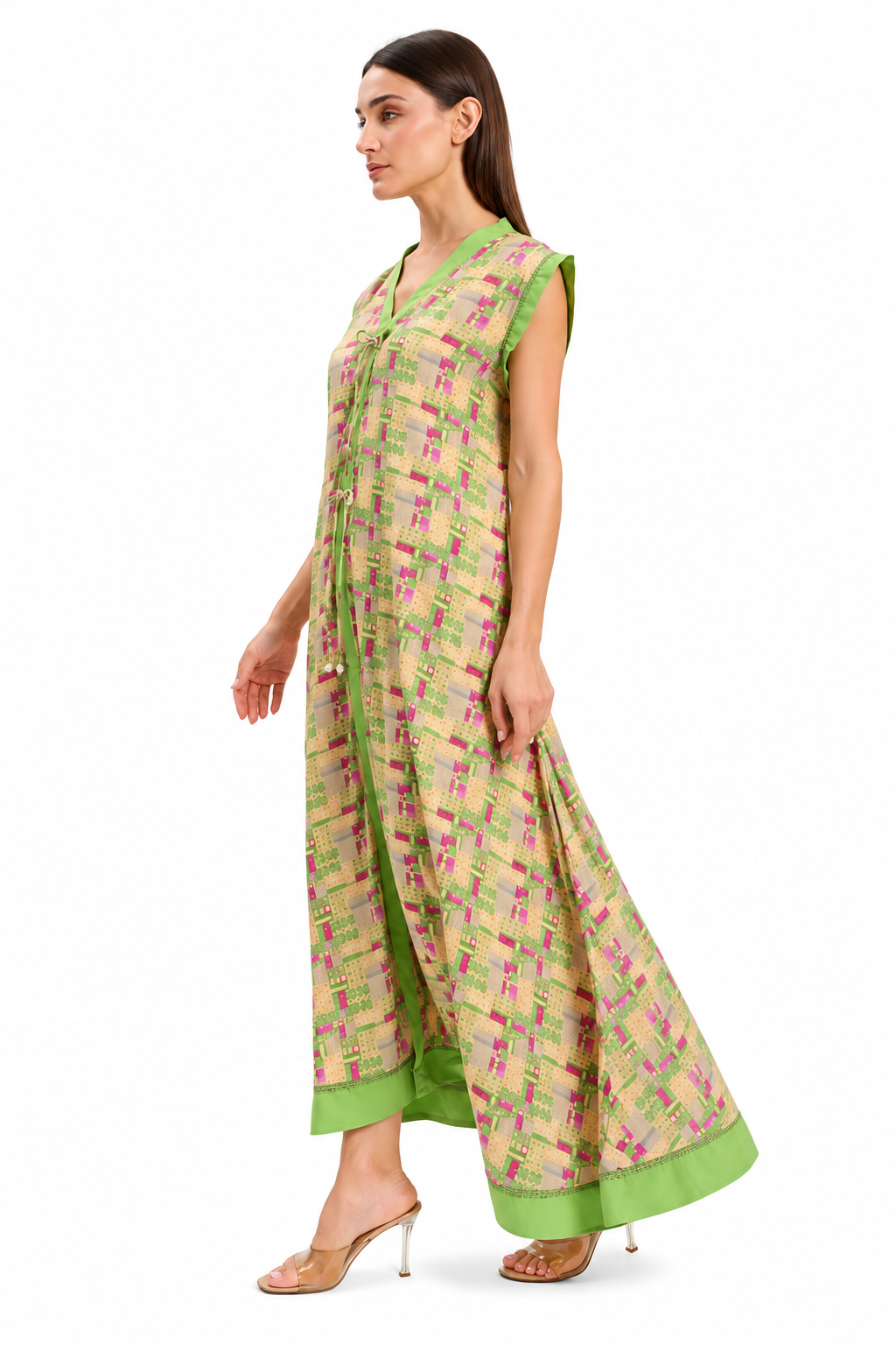 Green sleeveless Casual Maxi Dress