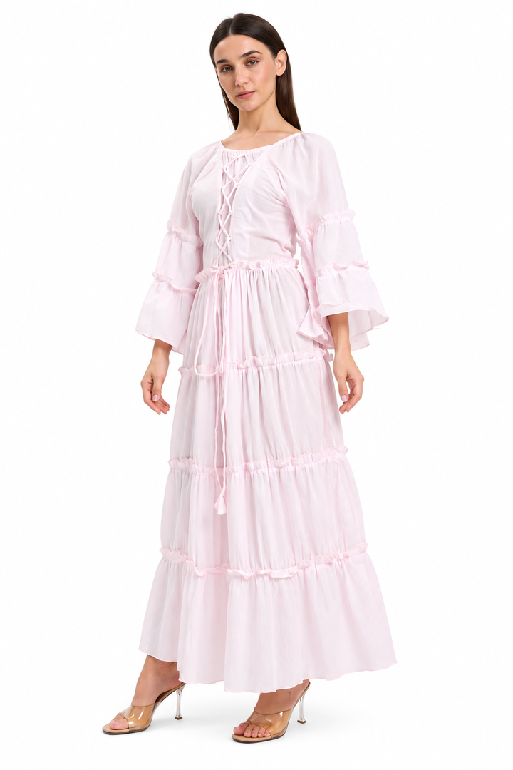 Baby Pink  Tiered Boho Maxi