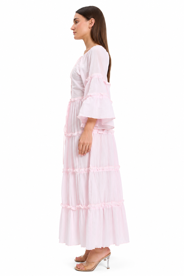 Baby Pink  Tiered Boho Maxi