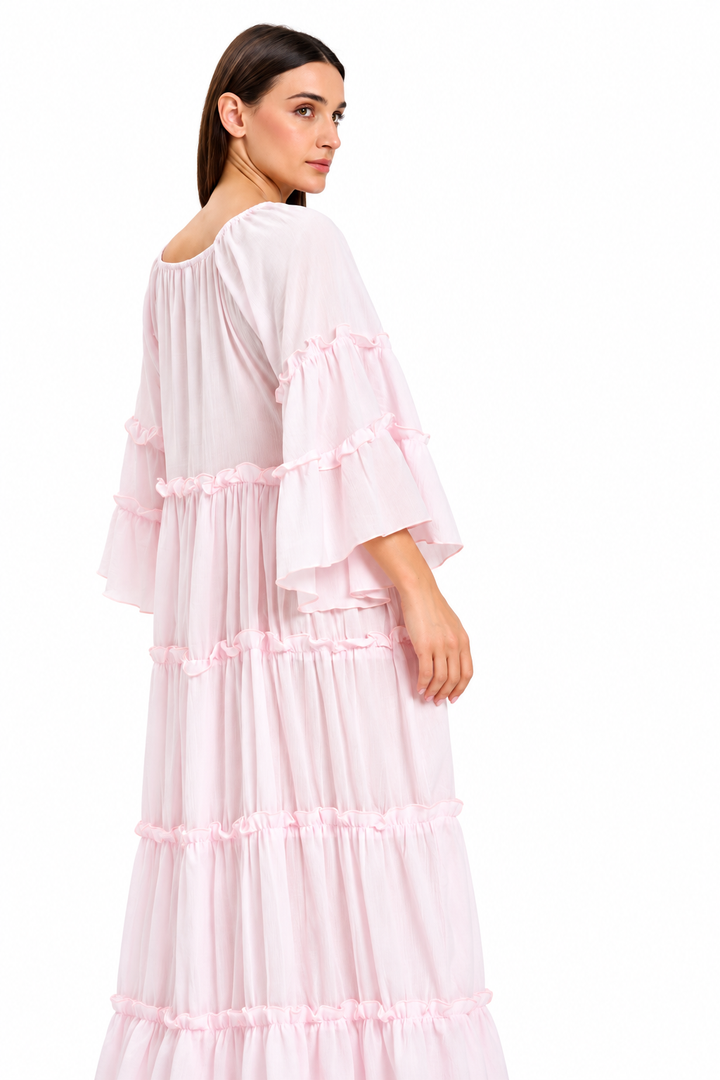 Baby Pink  Tiered Boho Maxi