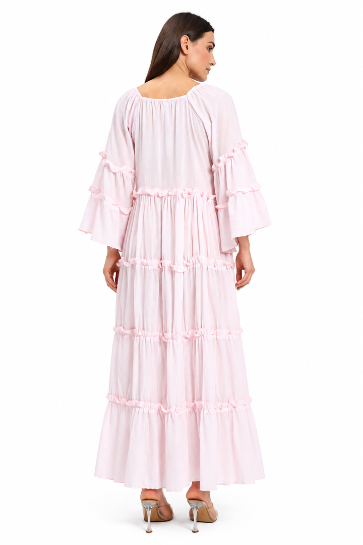 Baby Pink  Tiered Boho Maxi