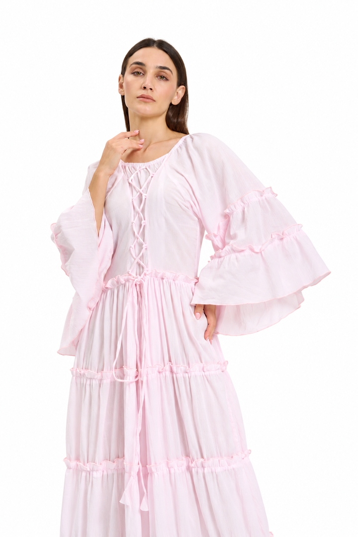 Baby Pink  Tiered Boho Maxi