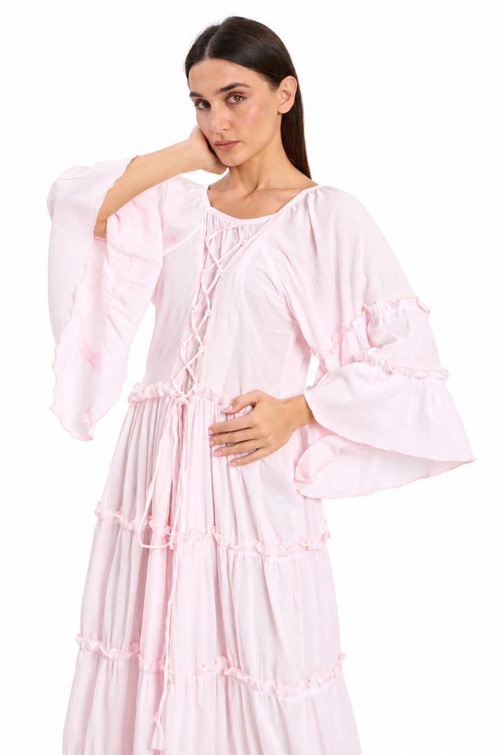 Baby Pink  Tiered Boho Maxi