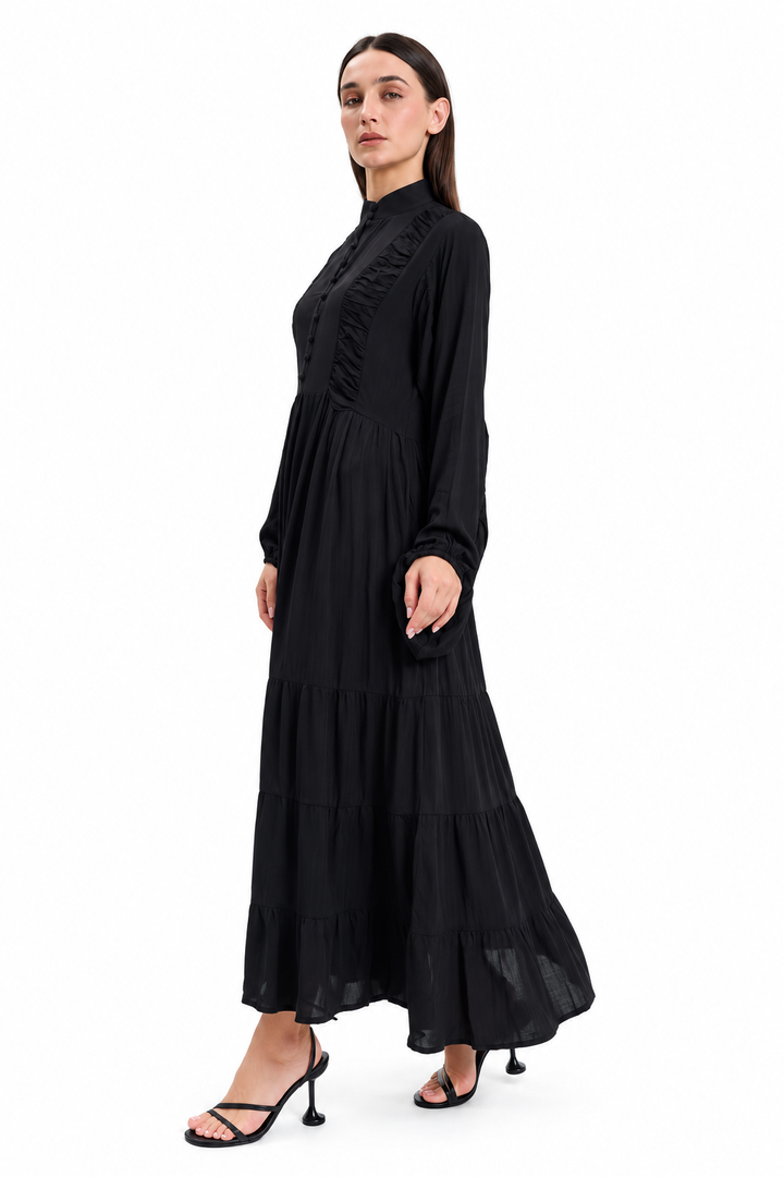 Black high-neck  tiered Maxi