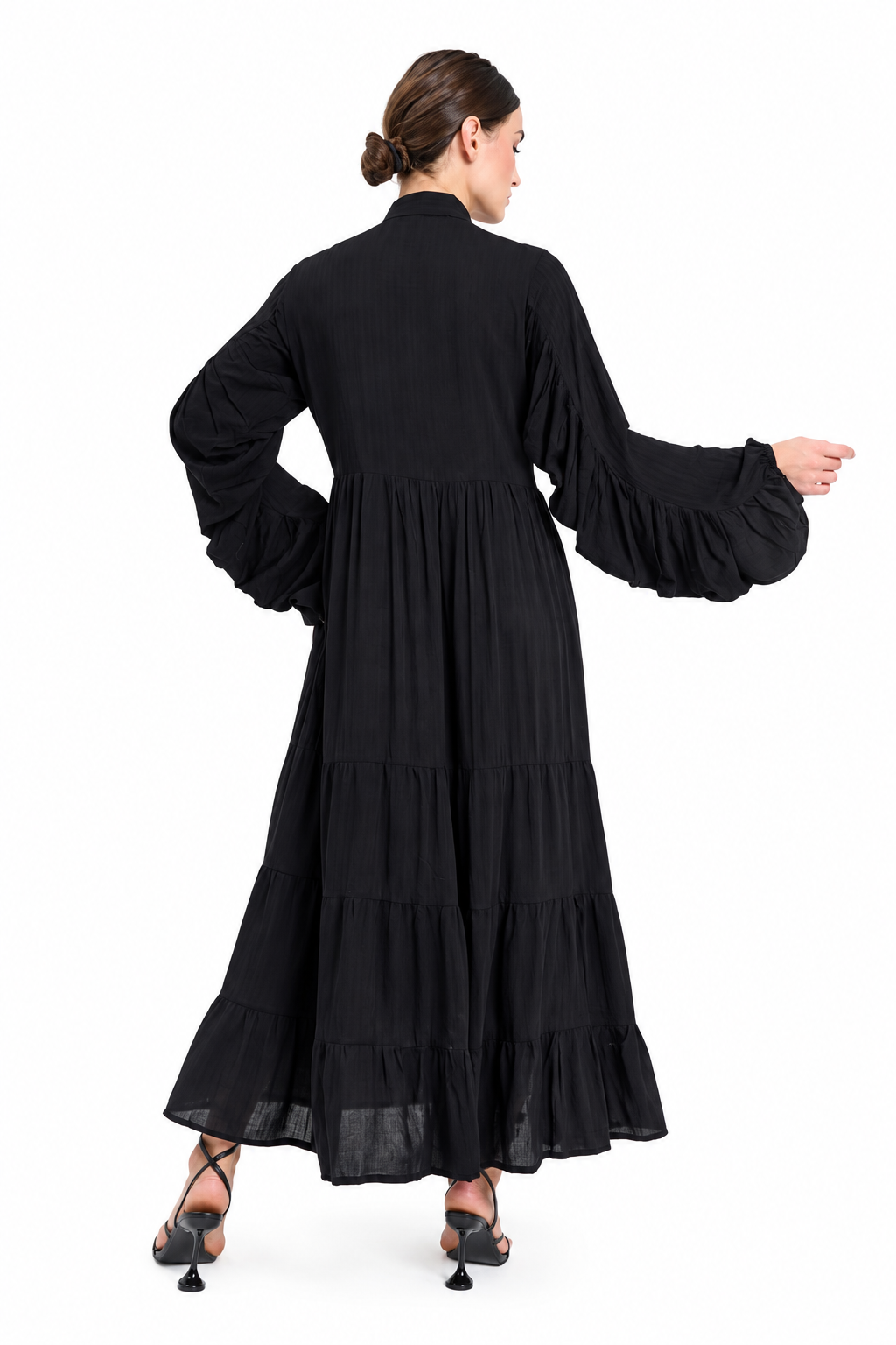 Black high-neck  tiered Maxi
