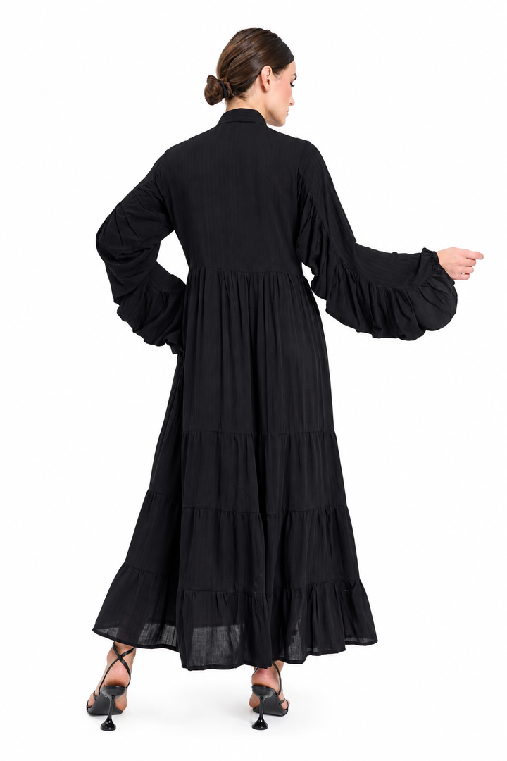 Black high-neck  tiered Maxi