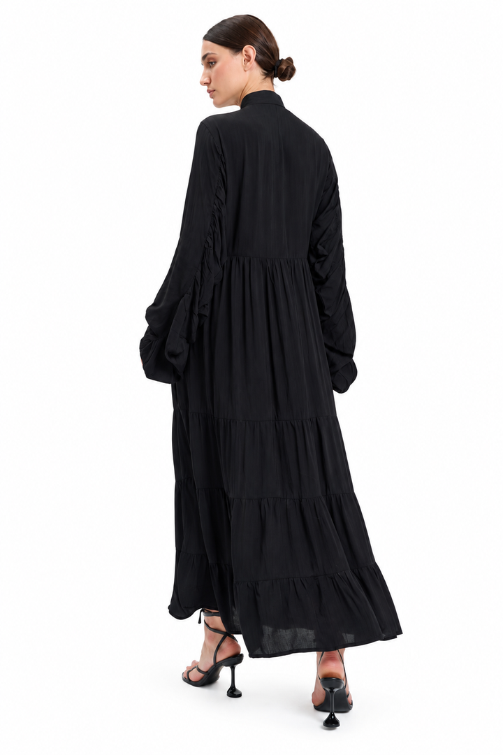 Black high-neck  tiered Maxi