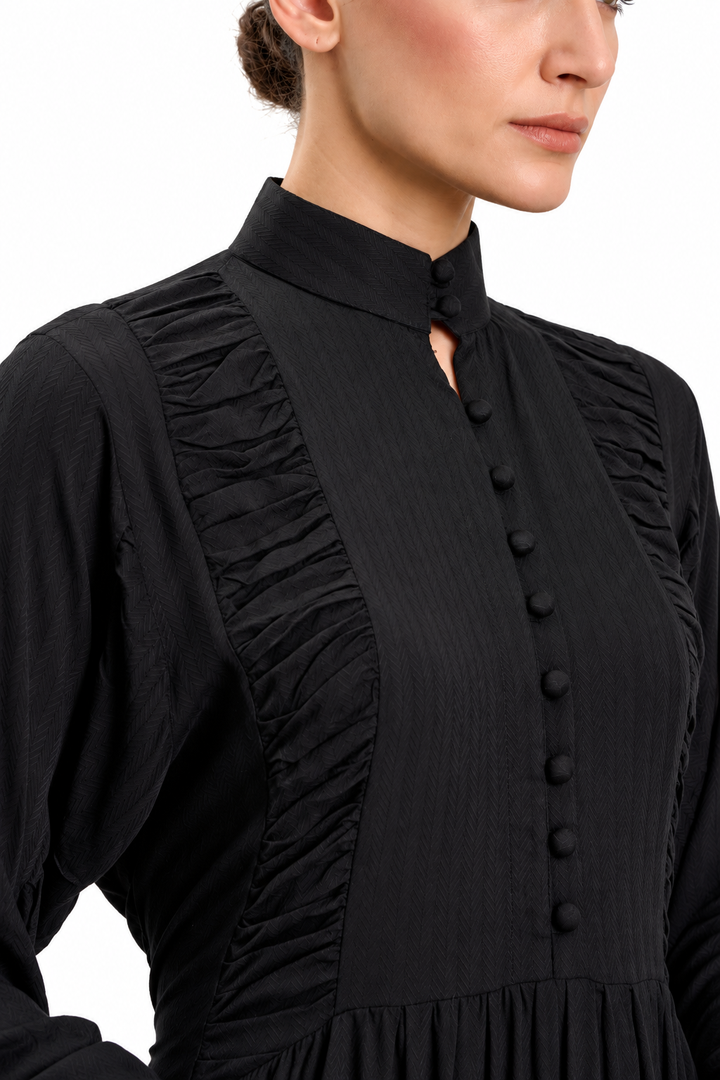 Black high-neck  tiered Maxi