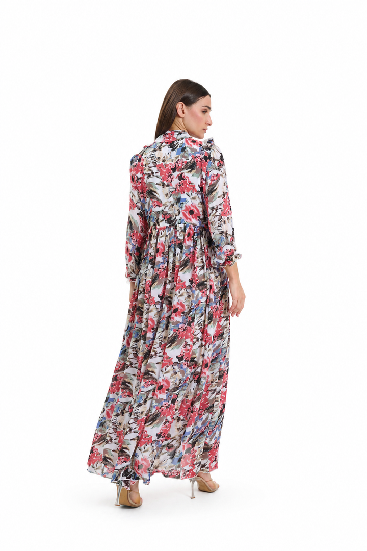 Floral ruffle Printed Chiffon Maxi