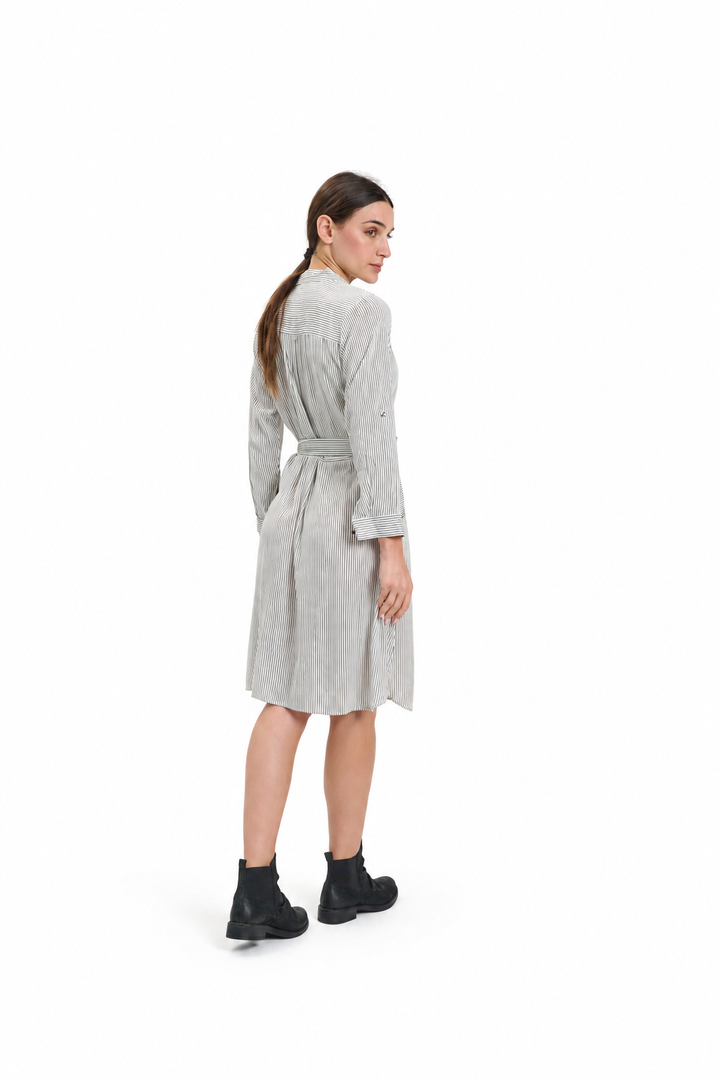 White Stripped Shirt Dress