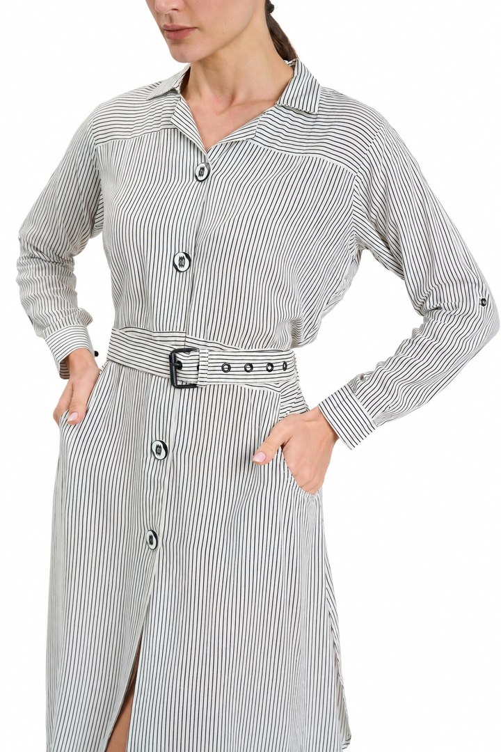 White Stripped Shirt Dress