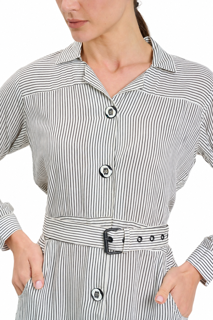 White Stripped Shirt Dress