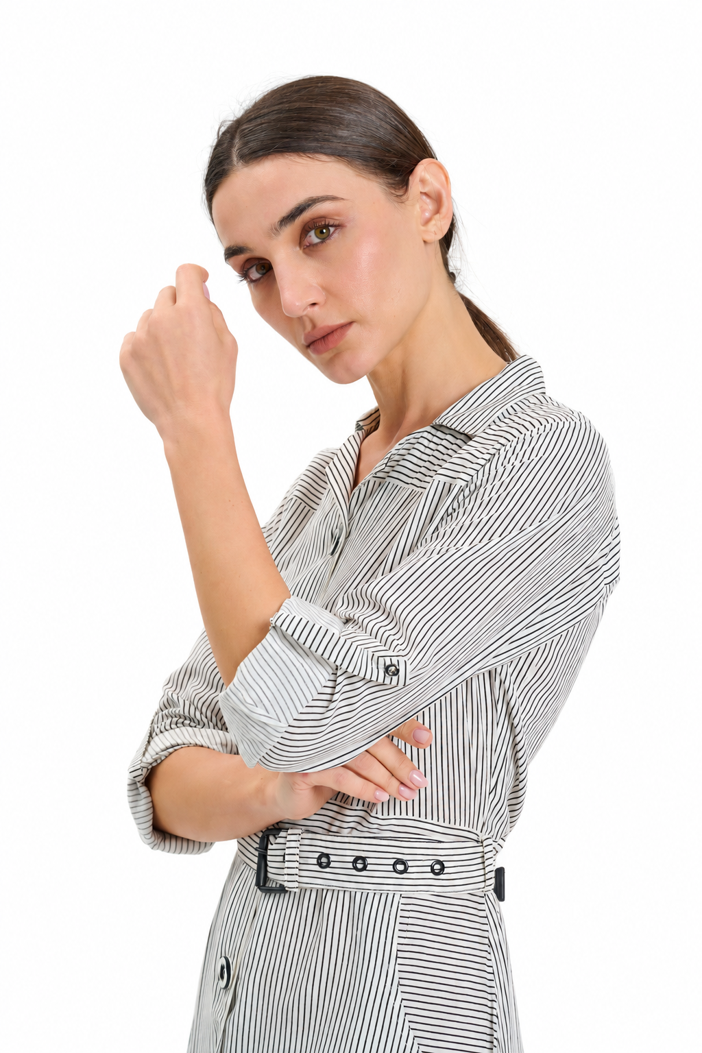 White Stripped Shirt Dress