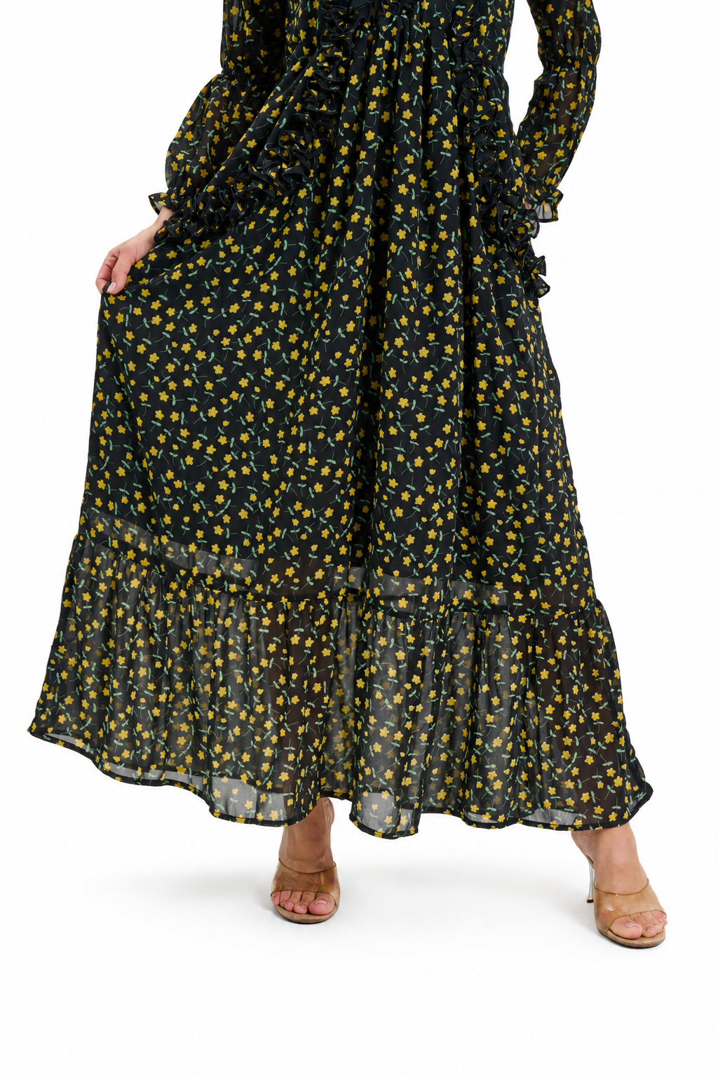 Floral ruffle-tiered  Maxi