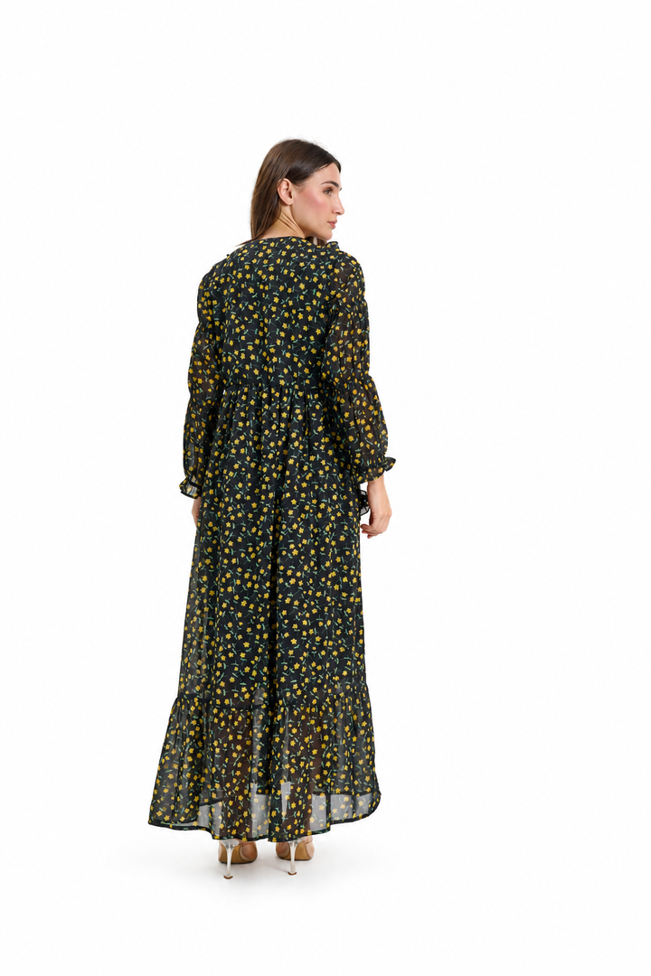 Floral ruffle-tiered  Maxi