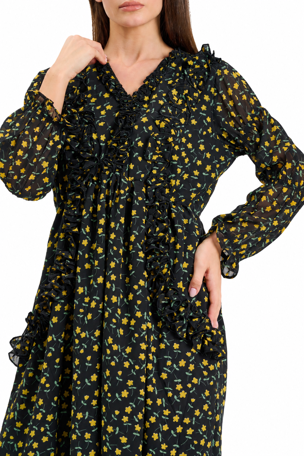 Floral ruffle-tiered  Maxi
