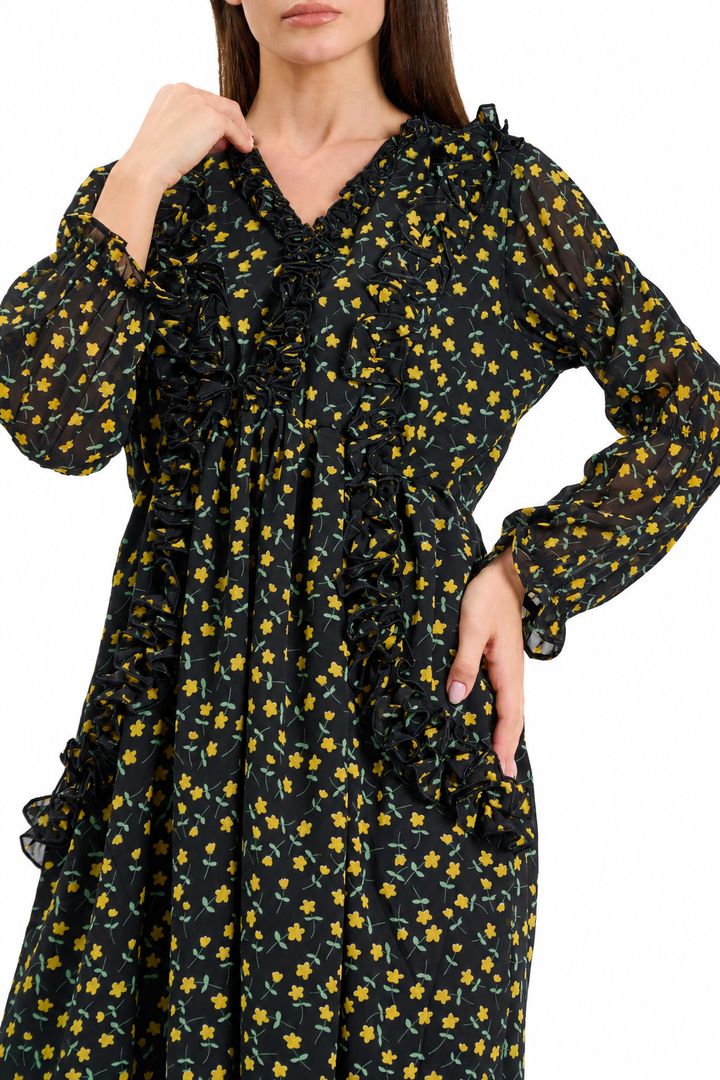 Floral ruffle-tiered  Maxi