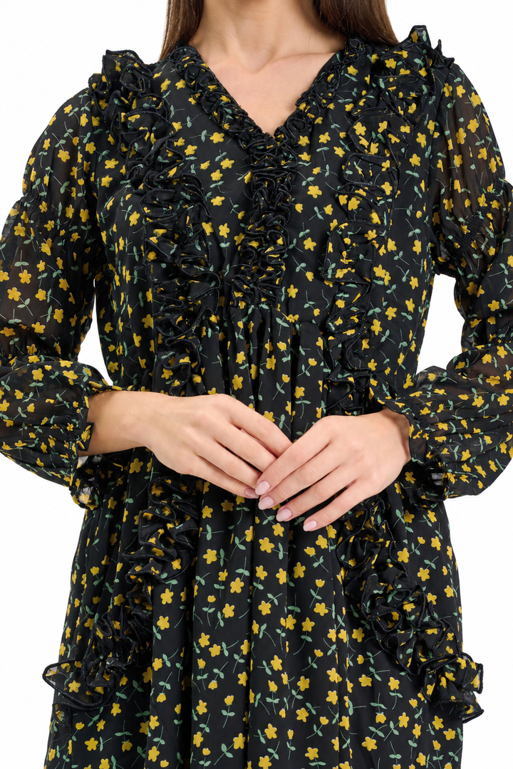 Floral ruffle-tiered  Maxi