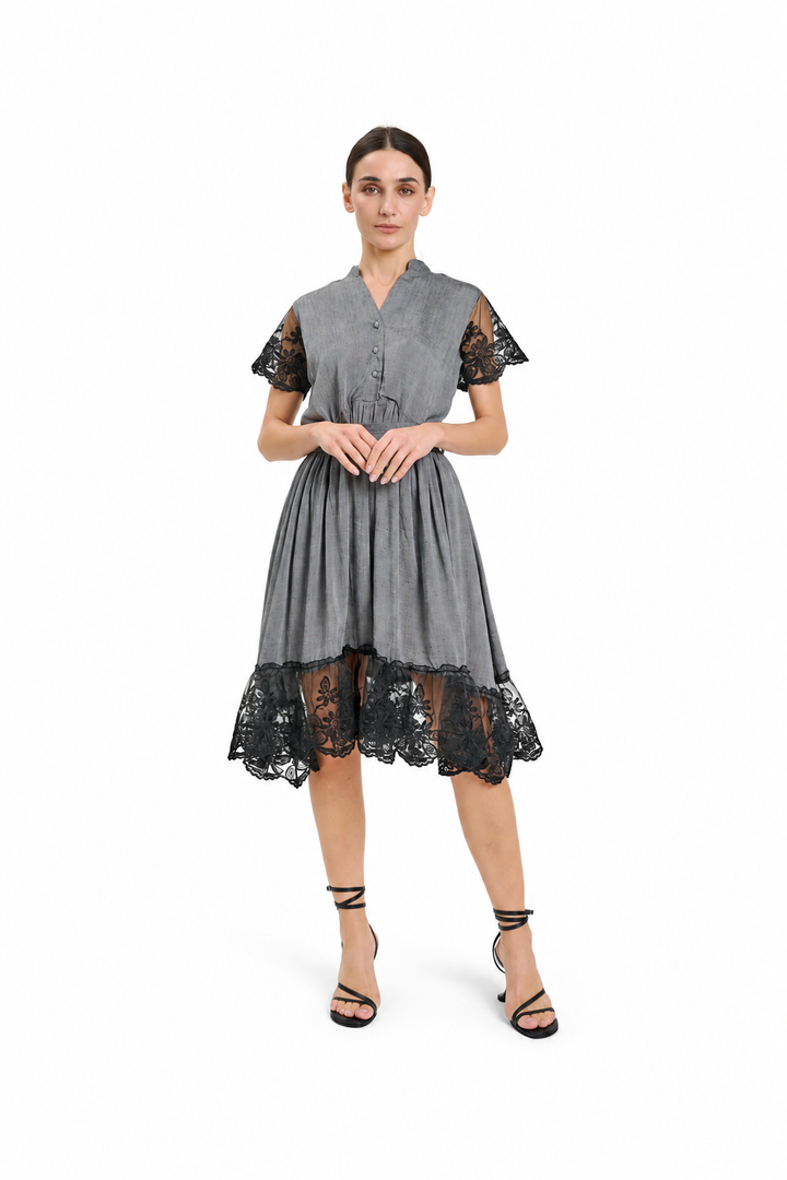 Laced- fit-and-flare Dress