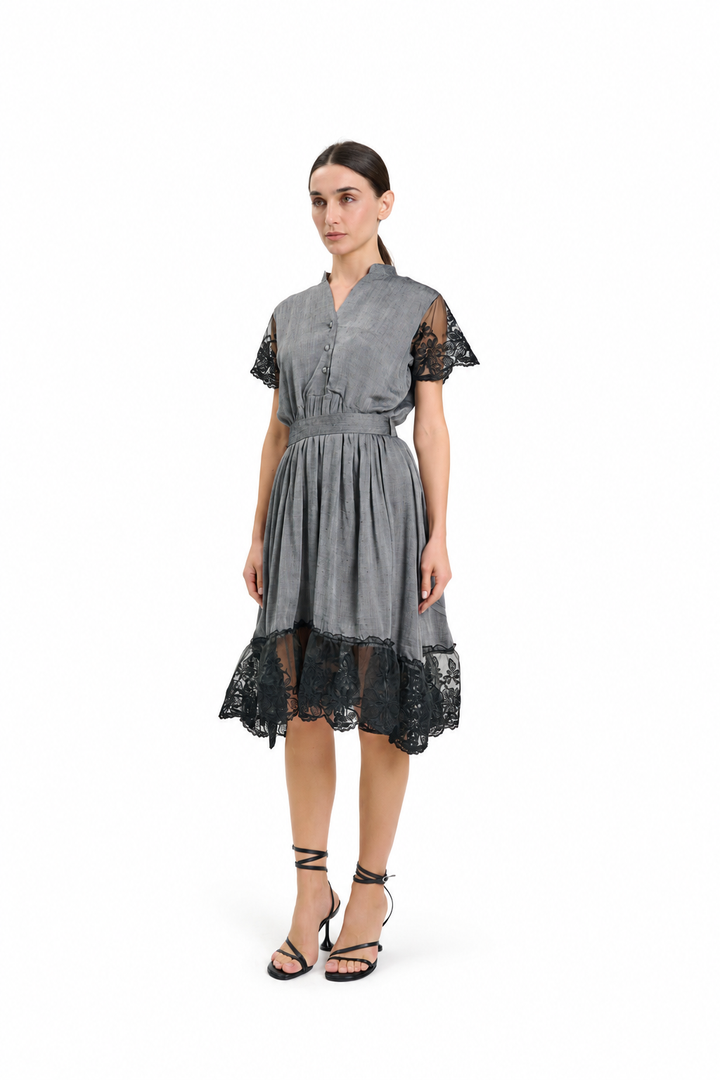 Laced- fit-and-flare Dress