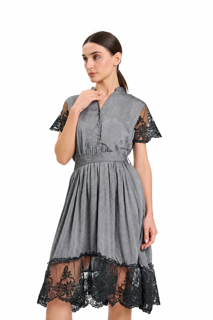 Laced- fit-and-flare Dress