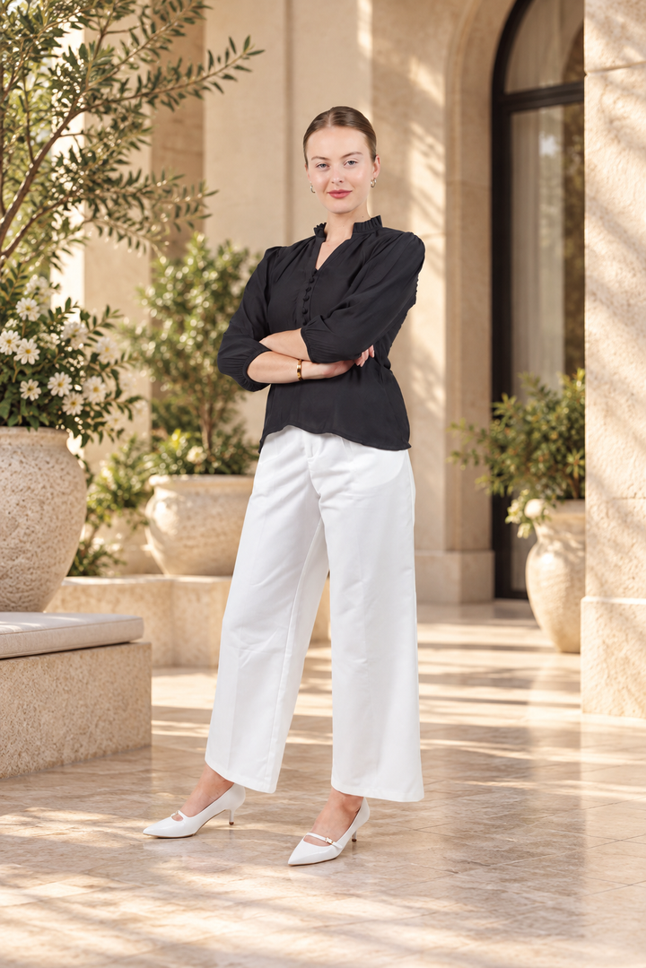 Ash Ruffle-Collar Crepe Shirt