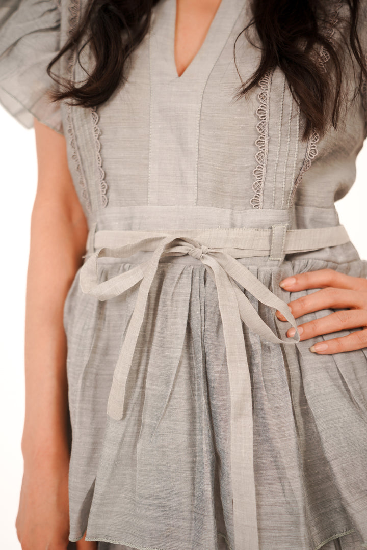 Silver Mist Tiered Maxi Dress