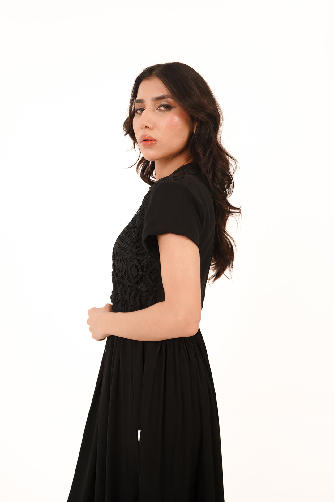 Midnight Reverie Embroidered Midi Dress