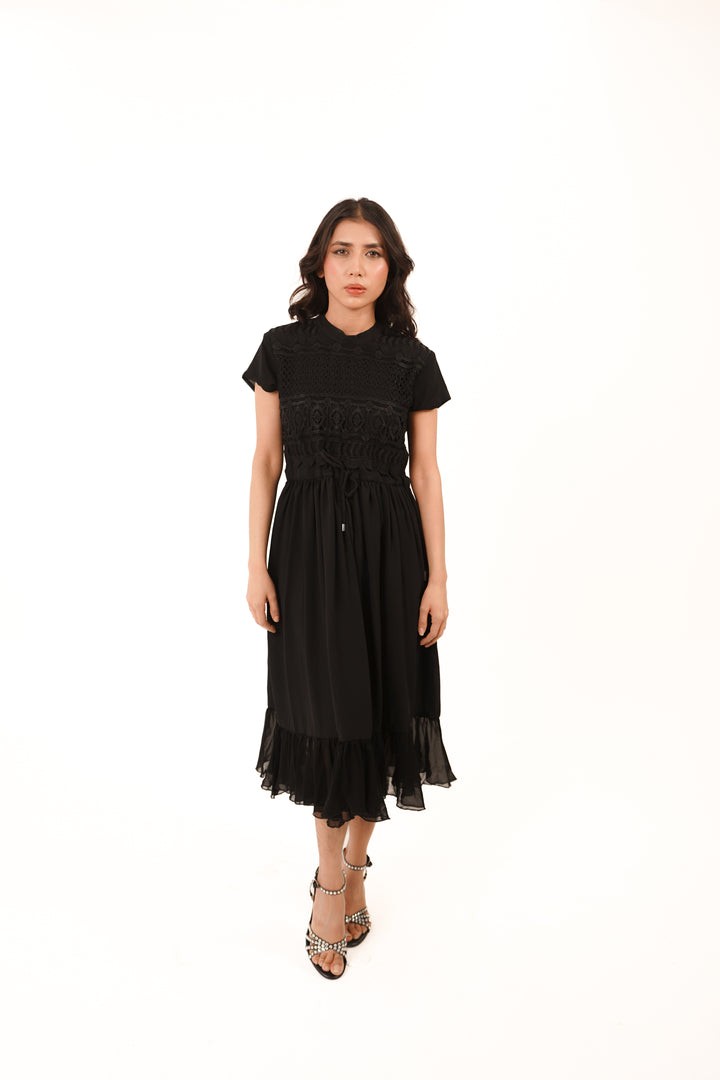Midnight Reverie Embroidered Midi Dress