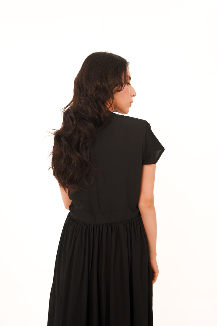 Midnight Reverie Embroidered Midi Dress