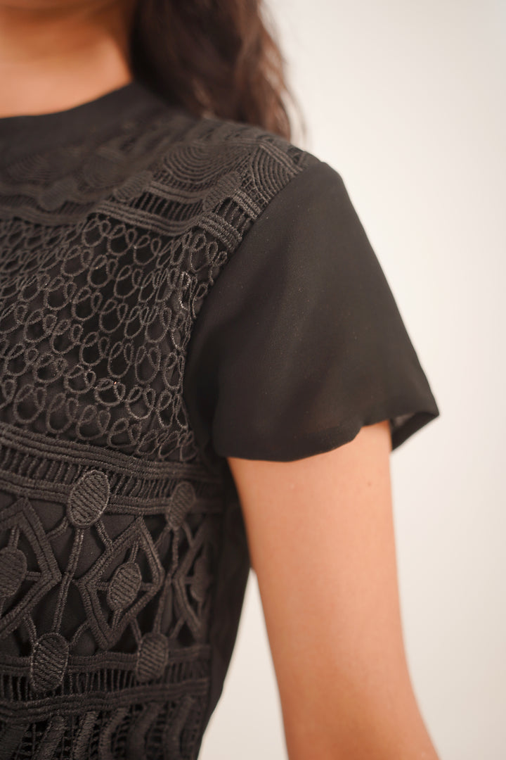 Midnight Reverie Embroidered Midi Dress