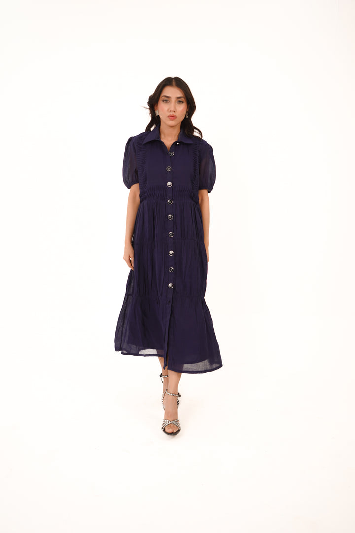 Navy Moonlit Grace Midi Dress