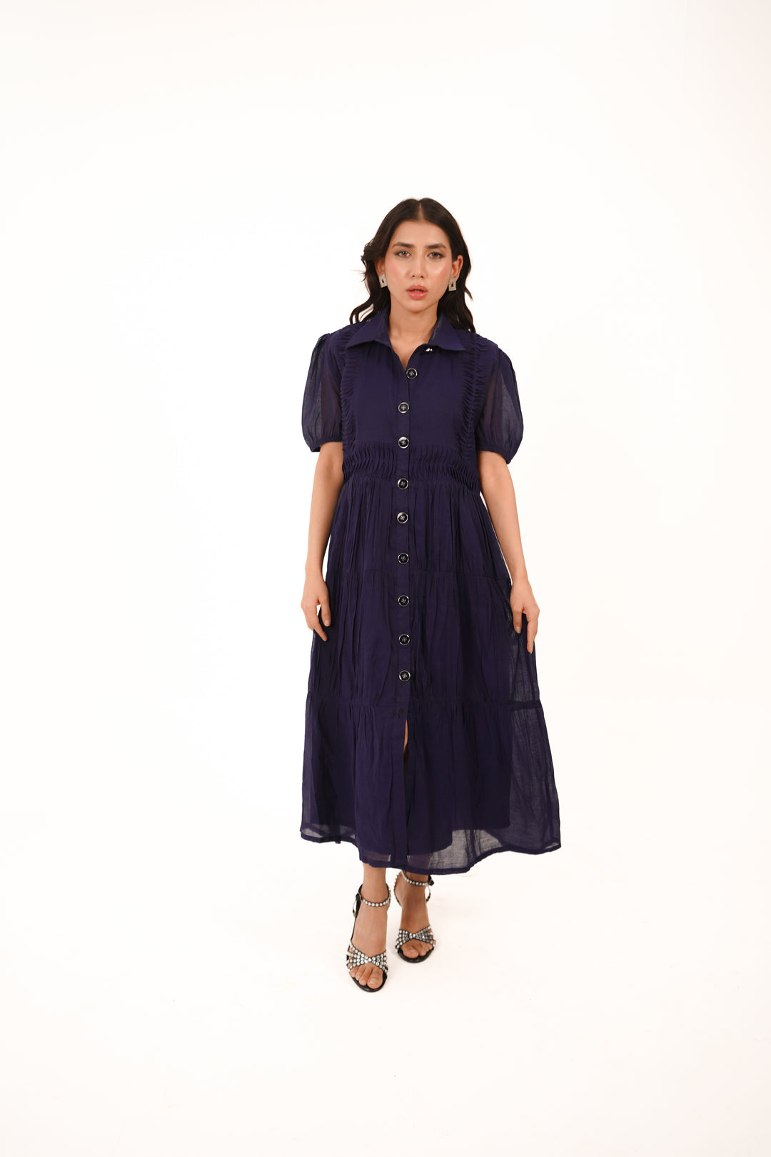 Navy Moonlit Grace Midi Dress