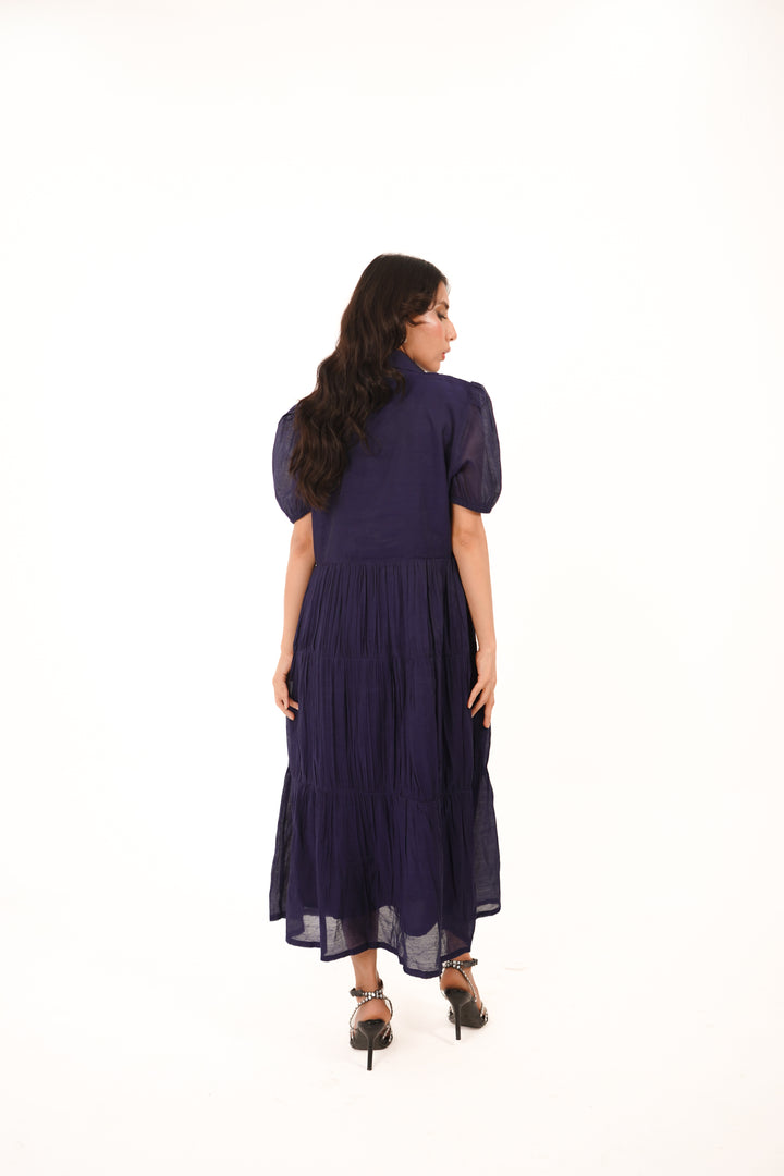 Navy Moonlit Grace Midi Dress