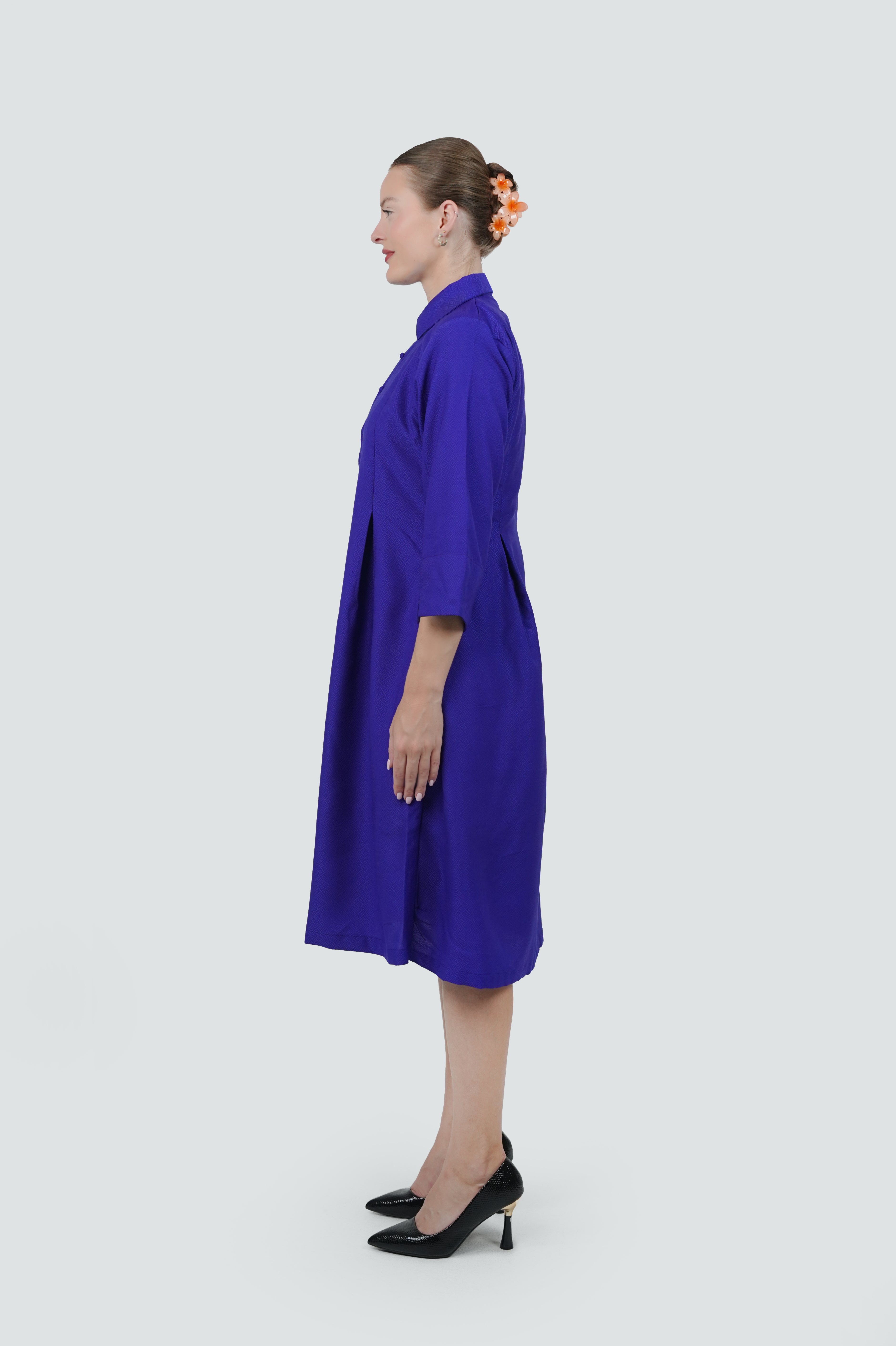 ANQ-10029-Sapphire Ease Brocade Tunic Shirt