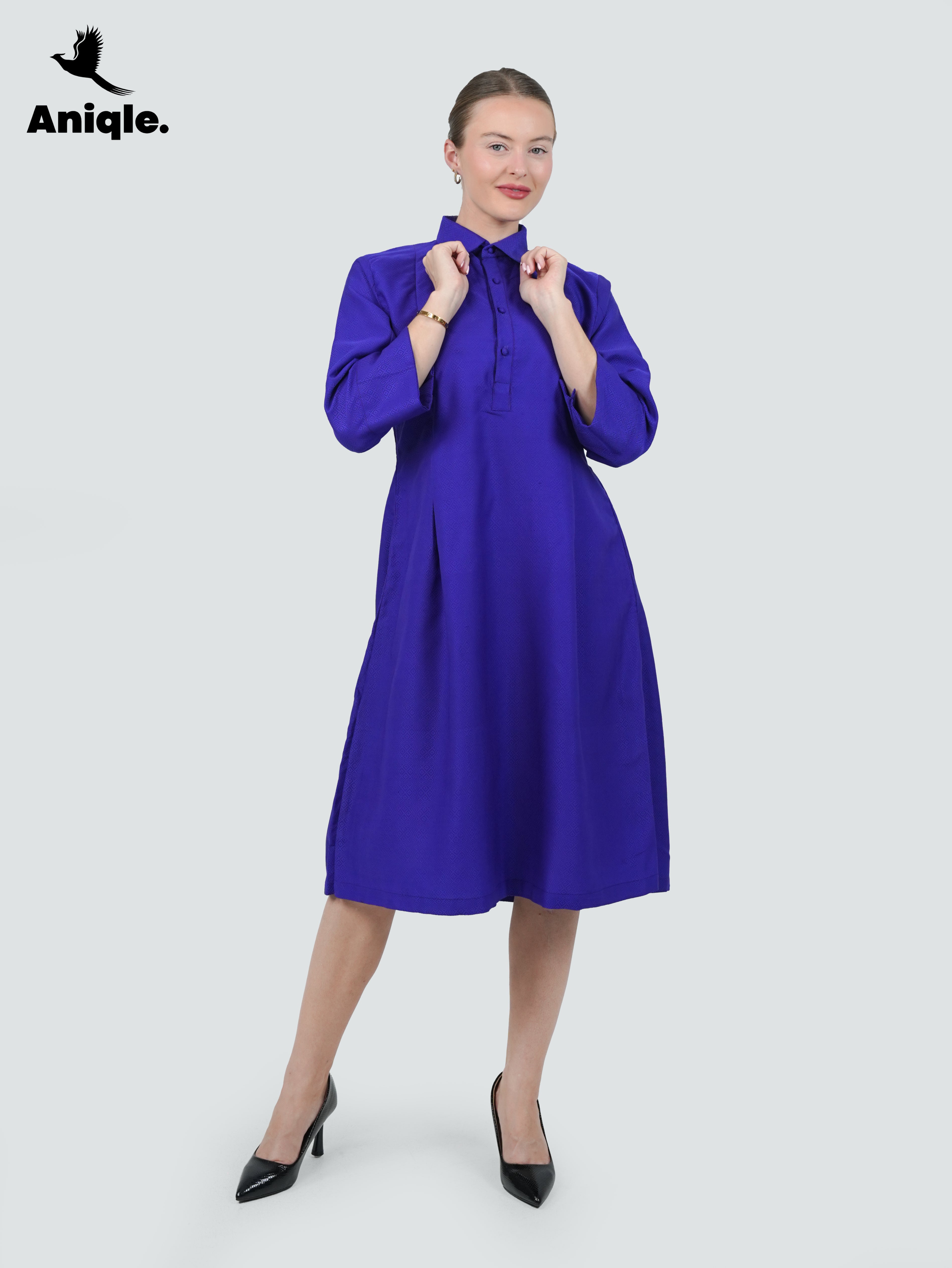 ANQ-10029-Sapphire Ease Brocade Tunic Shirt