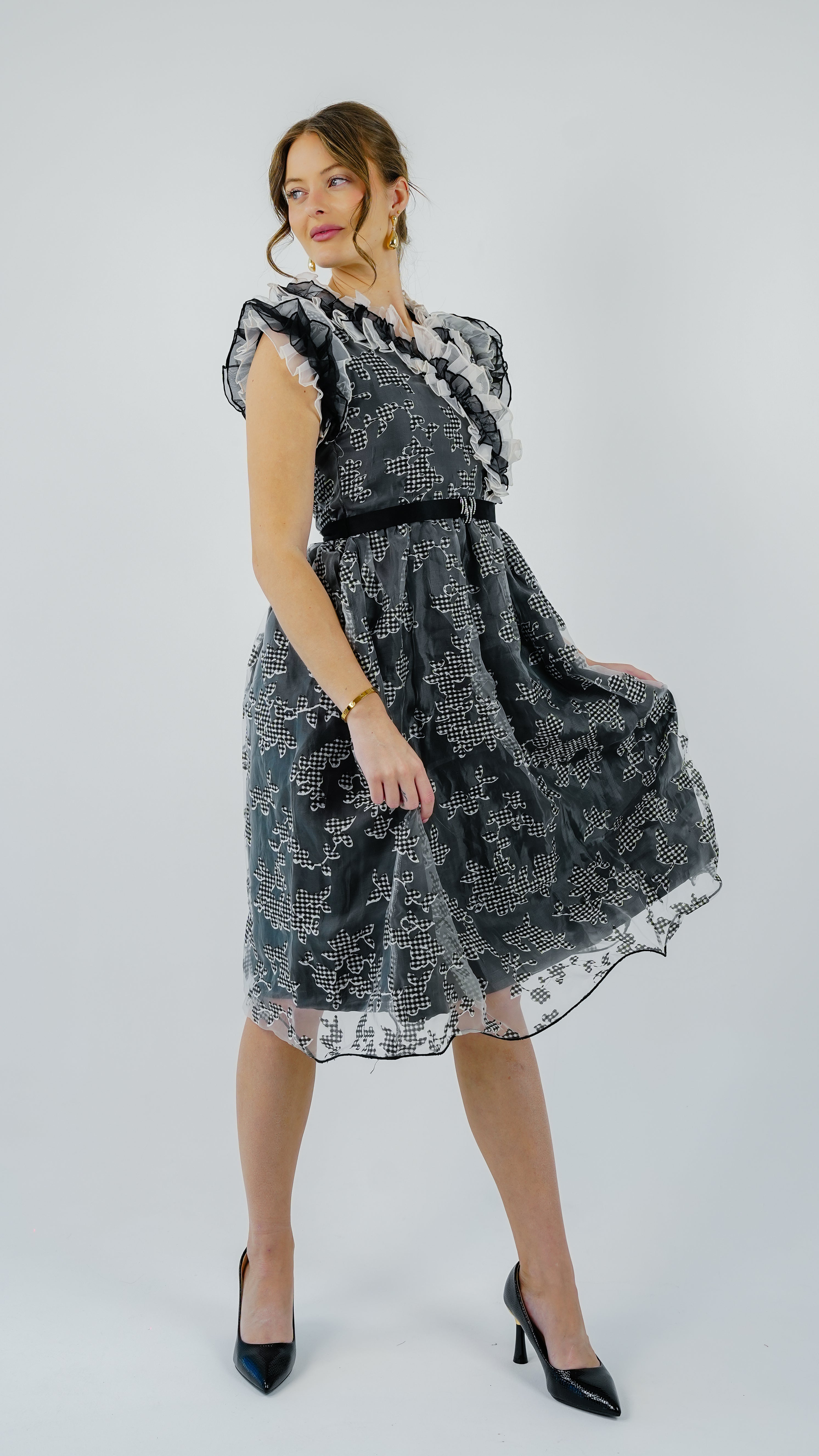 ANQ-10038-Midnight Bloom Ruffled Organza Dress