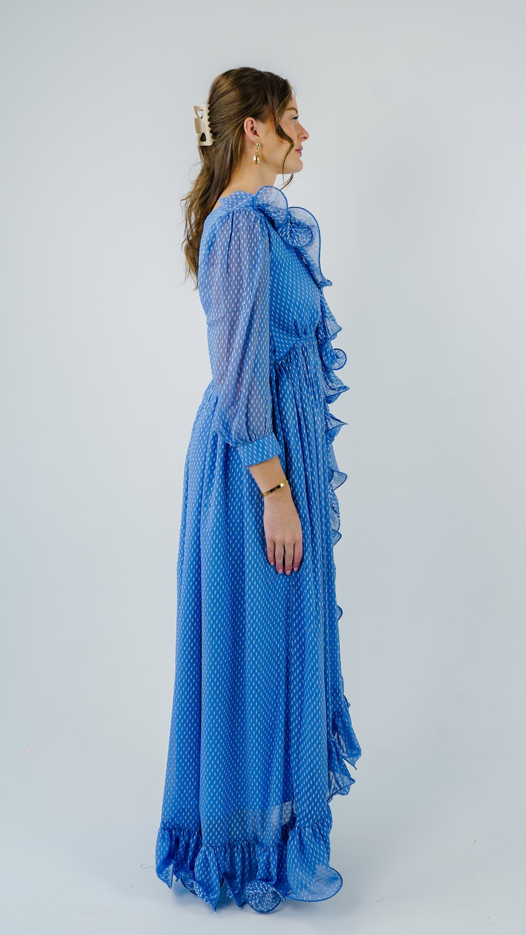 Azure Cascade Chiffon Gown