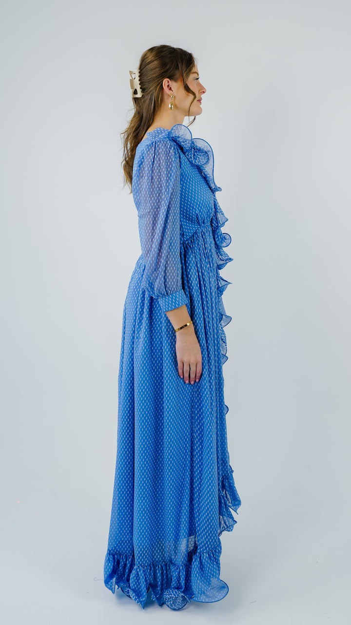 Azure Cascade Chiffon Gown