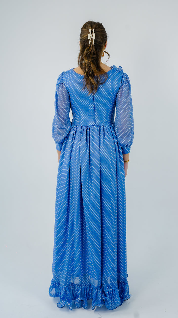 Azure Cascade Chiffon Gown